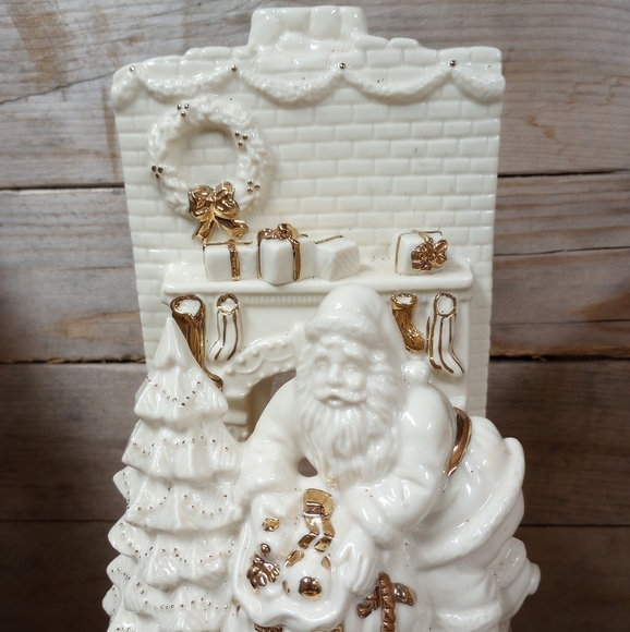 Lenox Santa Christmas Fireplace Votive Candle Holder Holiday Figurine Decor. - Picture 1 of 11